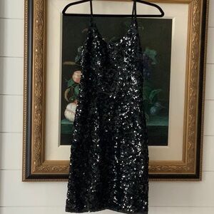 Lillie Rubin black sequin tank cocktail dress size medium